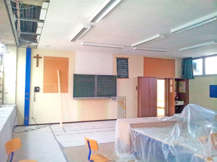 Klassenzimmer während der Bauphase